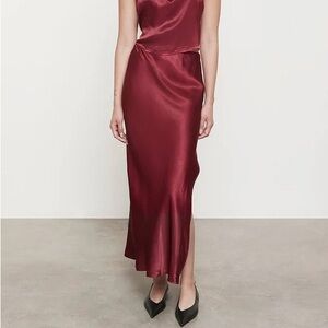 Enza Costa Ruby satin bias skirt